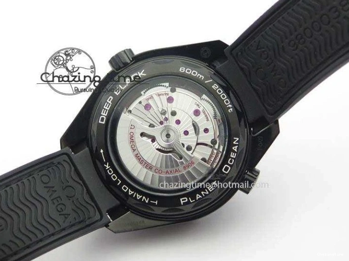 0427 Planet Ocean 45mm GMT DLC JHF Best Edition Black Dial On Rubber Strap A Durable 8194